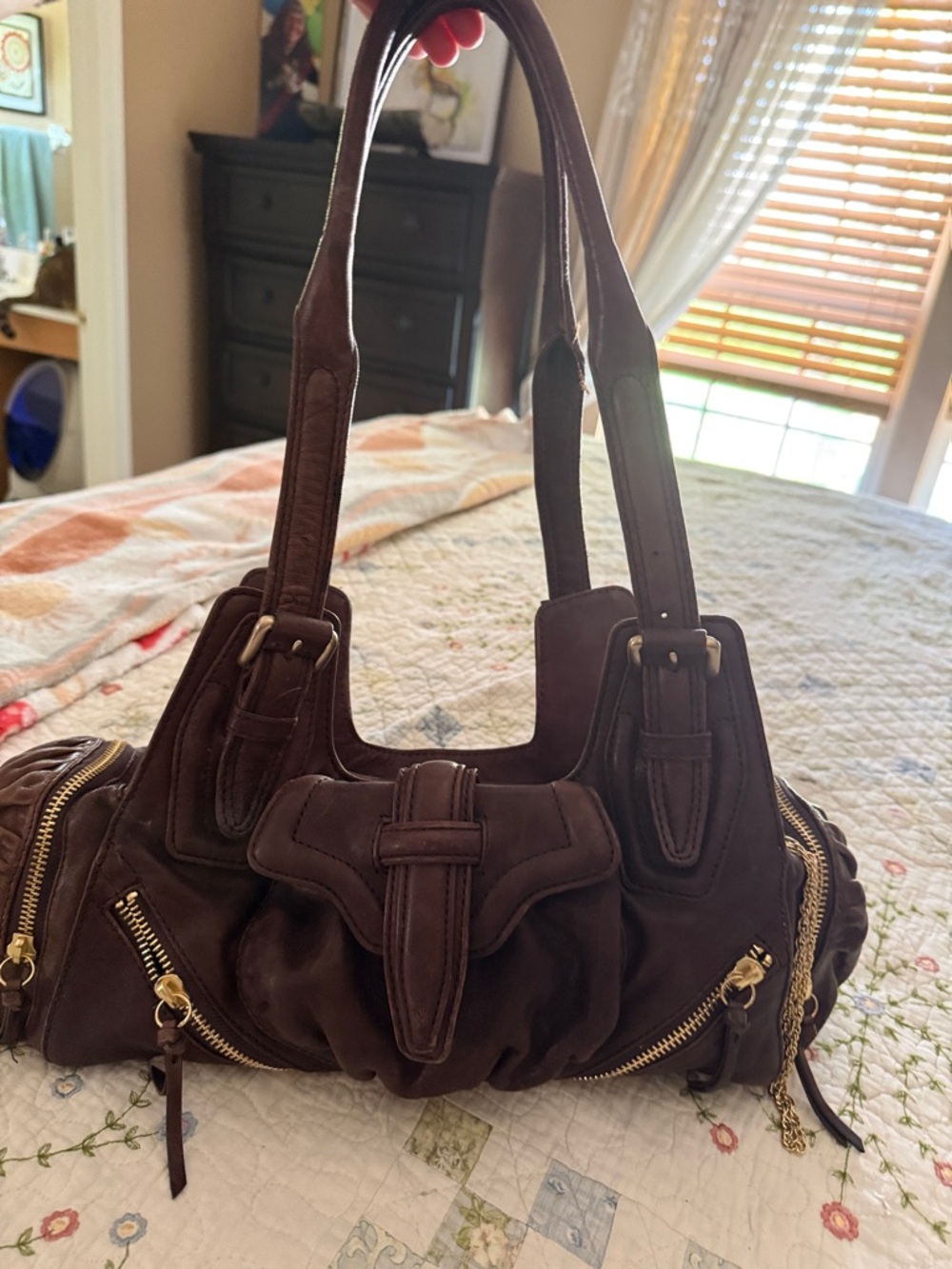 Women’s Dark Brown Leather Shoulder Bag - Lux Casual